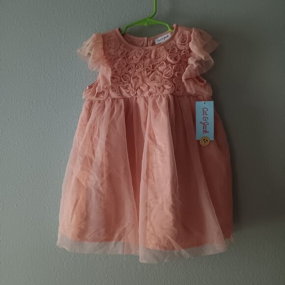 Peach Floral Tulle Dress - Picture 1 of 10